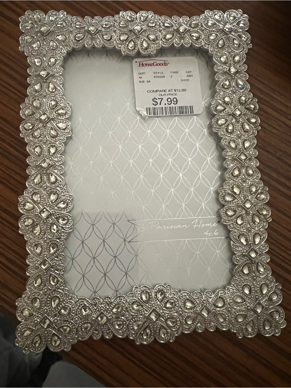 Silver Jeweled Floral Picture Frame